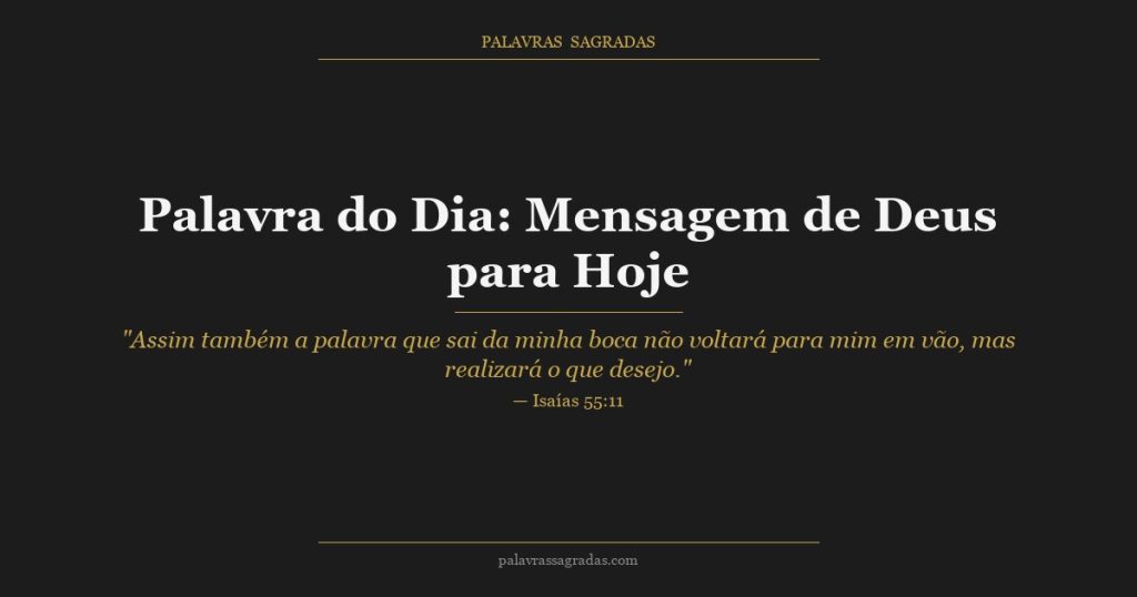 Palavra do Dia: Mensagem de Deus para Hoje