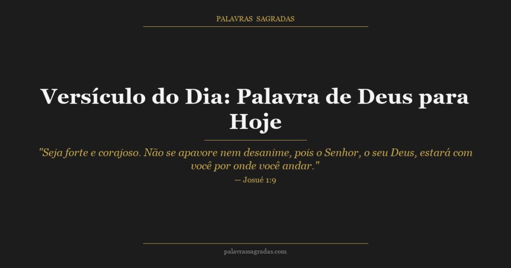 Versículo do Dia: Palavra de Deus para Hoje